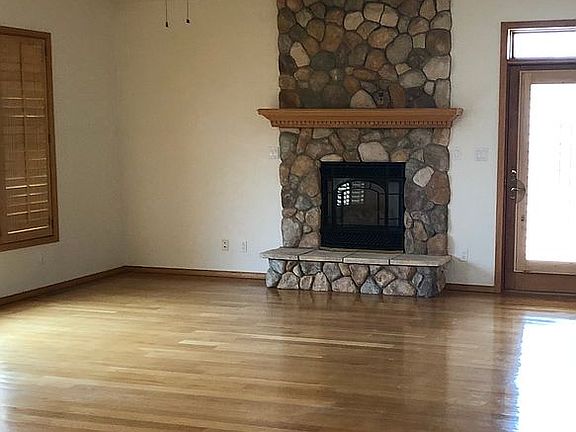 Fireplace in living room.