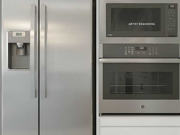 Stainless steel appliances white cabinetry