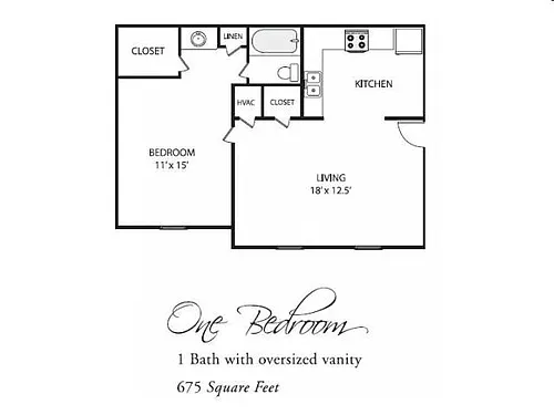 Floor plan One Bedroom PWI