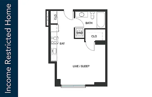 Floor plan Studio S3 - 65% MFTE - Iron Flats