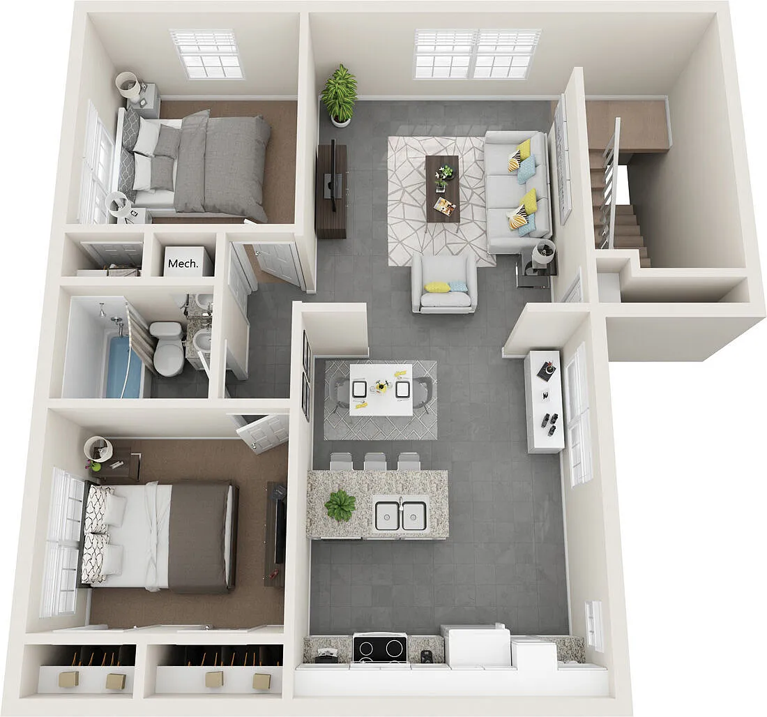 Floor plan Two Bedroom Upstairs Apartment