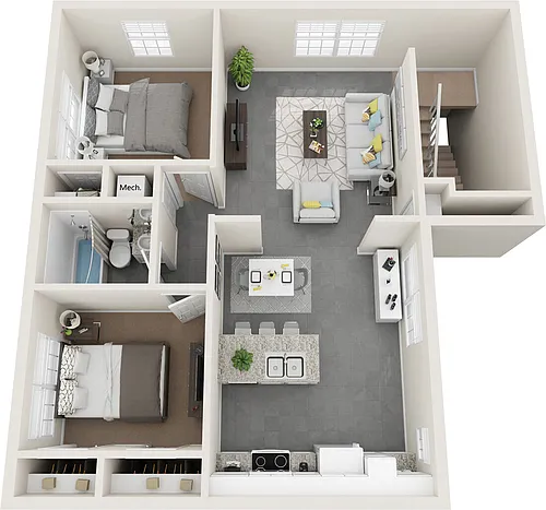 Floor plan Two Bedroom Upstairs Apartment