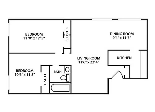 Floor plan 2 bed 1 bath
