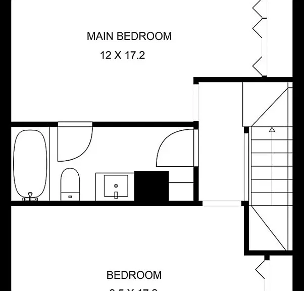 Top floor bedrooms with lots of storage. Sometimes one or both room used as office