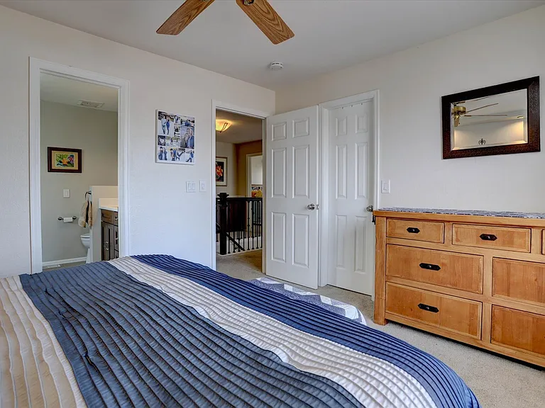 Primamry suite with view to bathroom and hallway