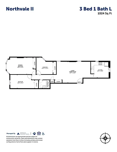 Floor plan 3 Bed 1 Bath L
