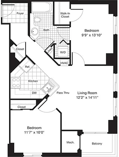 Floor plan 2 Bedrooms A