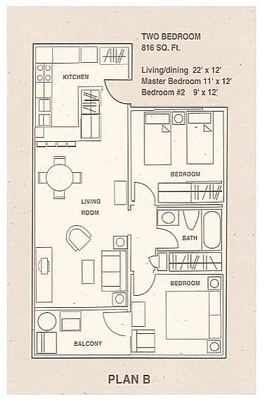 Floor plan Two Bedrooms