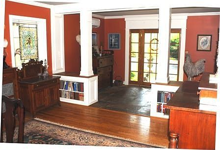 Foyer with stone floor