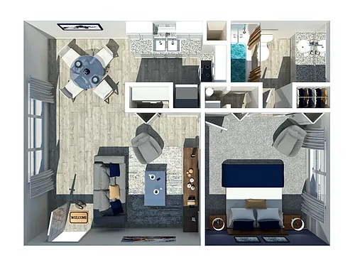 Floor plan Marc 1 Bedroom 1 Bathroom