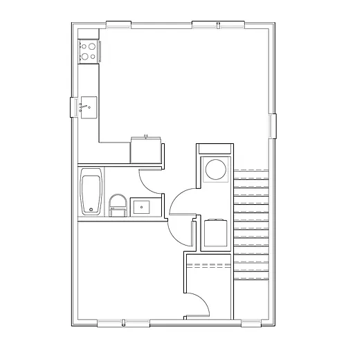 Floor plan 1x1 - 600 sqft - A3