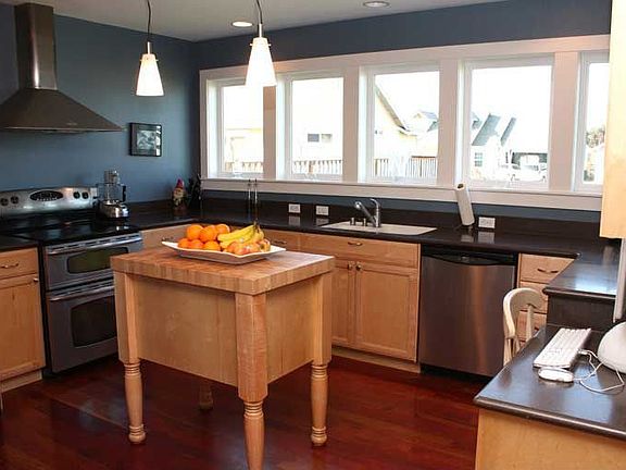 Large kitchen lots of natural light and storage