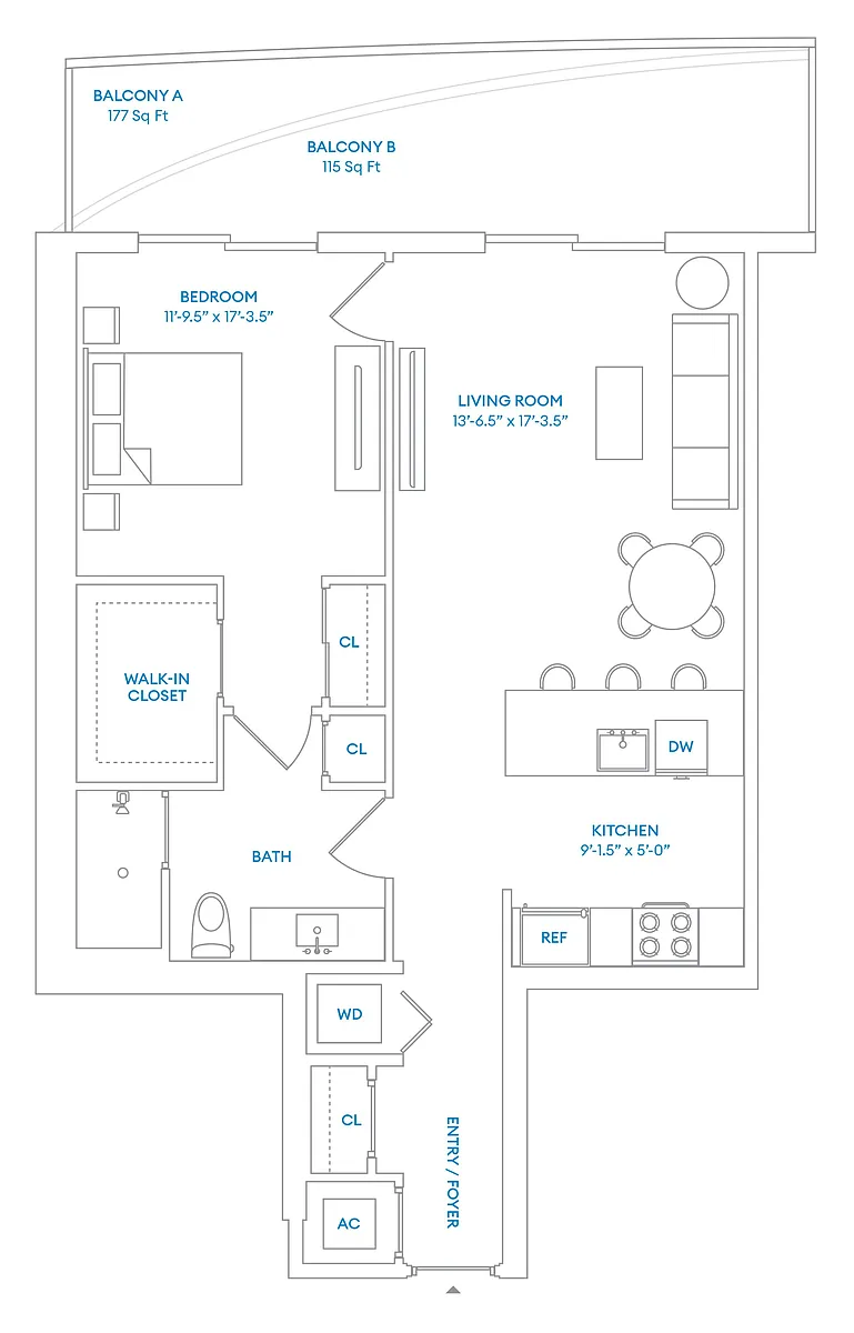 Floor plan C-W - Residence 08, Floors 6-18