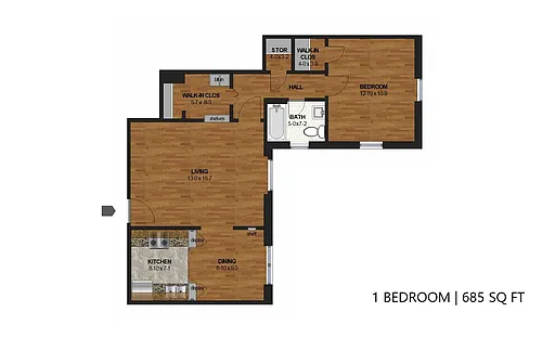Floor plan Granada - One Bedroom (F)