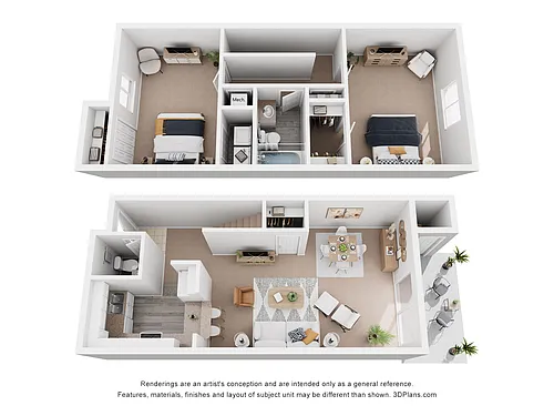Floor plan 2x1.5 TH 1164 SQ FT