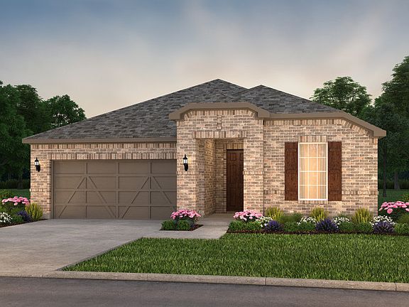 The Prestige, a one-story home with 2-car garage, shown with Home Exterior LS201