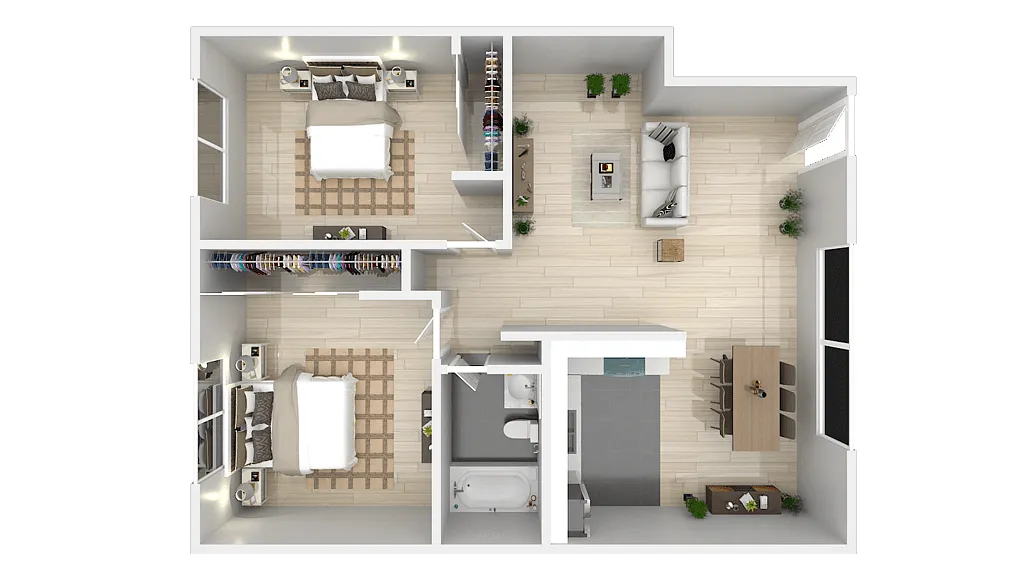 Floor plan Two Bedroom One Bath