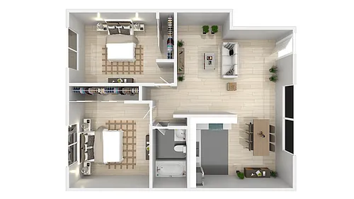 Floor plan Two Bedroom One Bath