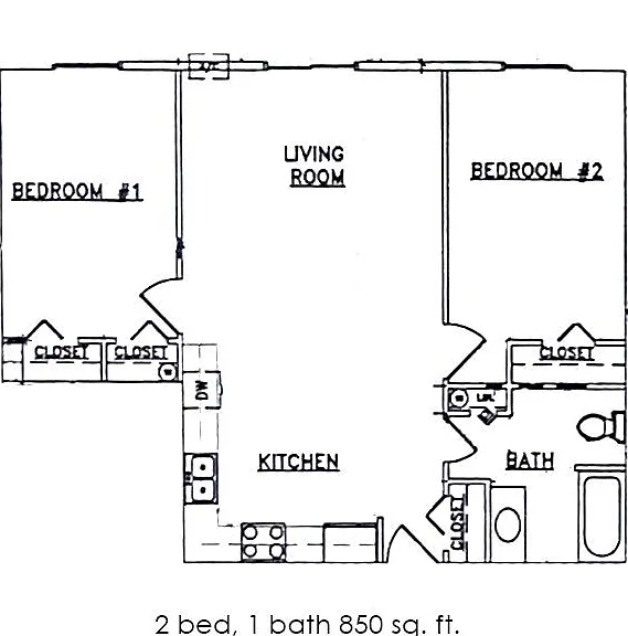 2 Bed 1 Bath | 850 sqft | Split 1st Floor