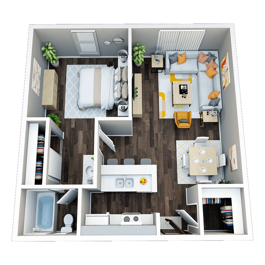 Floor plan One Bedroom, One Bath