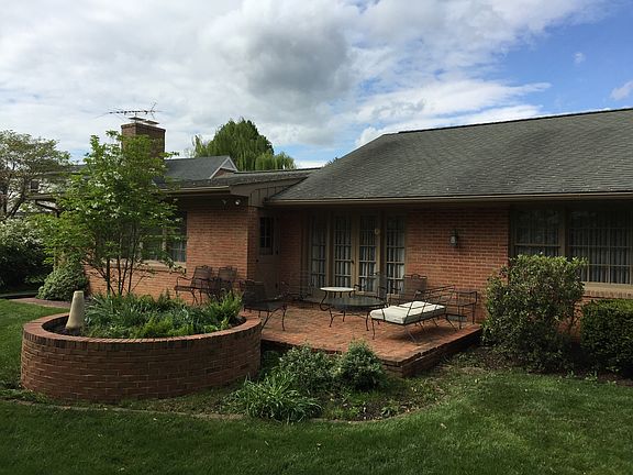 Brick patio, planter