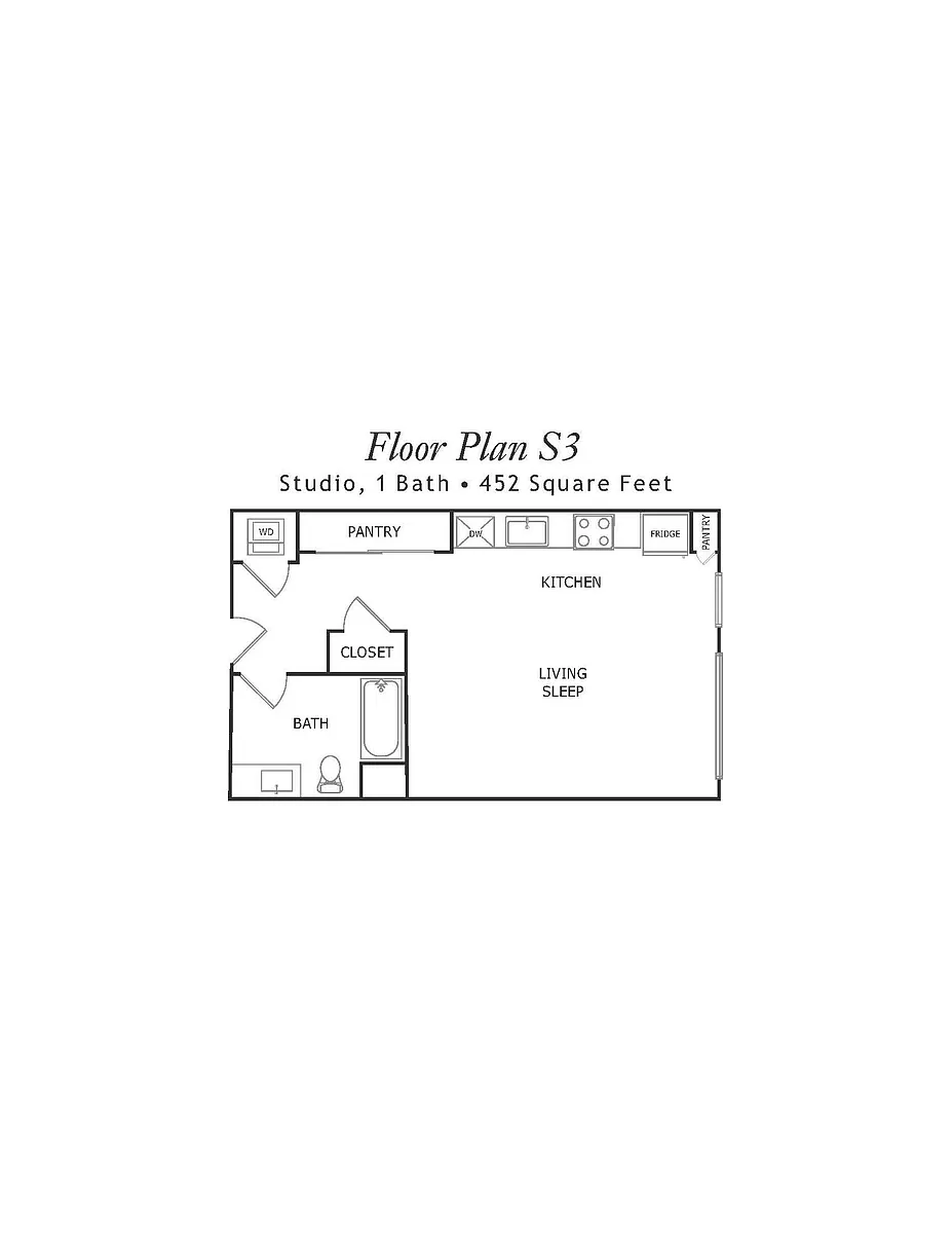 Floor plan Junior One-Bedroom S3