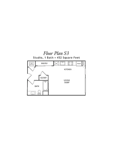 Floor plan Junior One-Bedroom S3