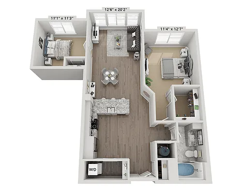 Floor plan Two Bedroom B1B