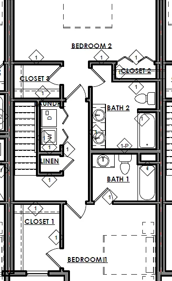 2 Bedroom Units - Second Floor Plan