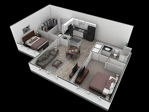 Floor plan 2-2 BR Retreat Overlook