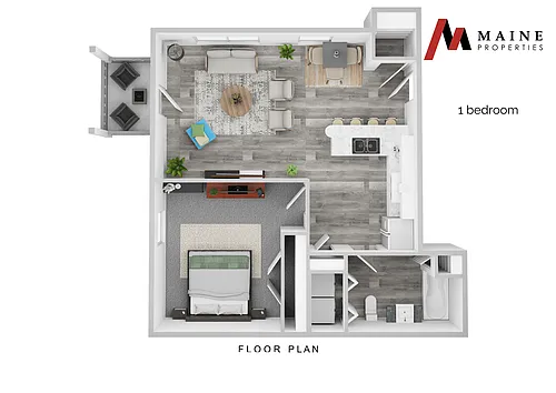 Floor plan 1 Bedroom 1 Bath Cumberland
