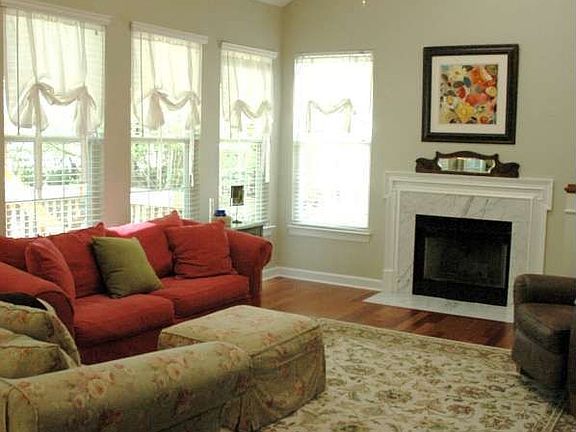 Great Room with Marble Fireplace