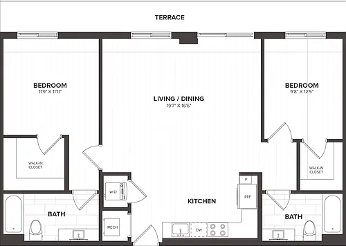 Floor plan 2 Bed/2 Bath-B3