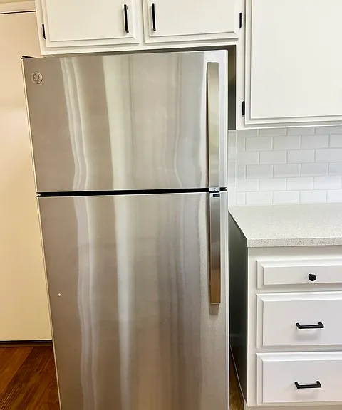 newer stainless steel refrigerator, freezer