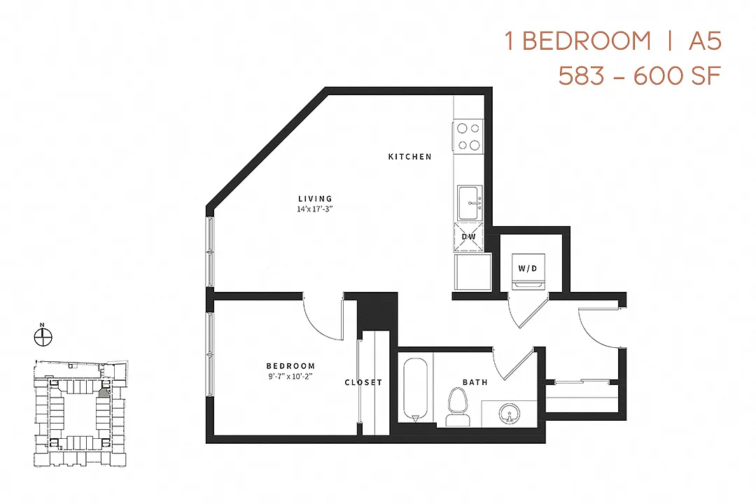 Floor plan One Bedroom A5