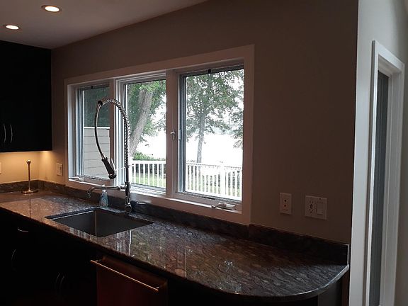 Kitchen with lake views