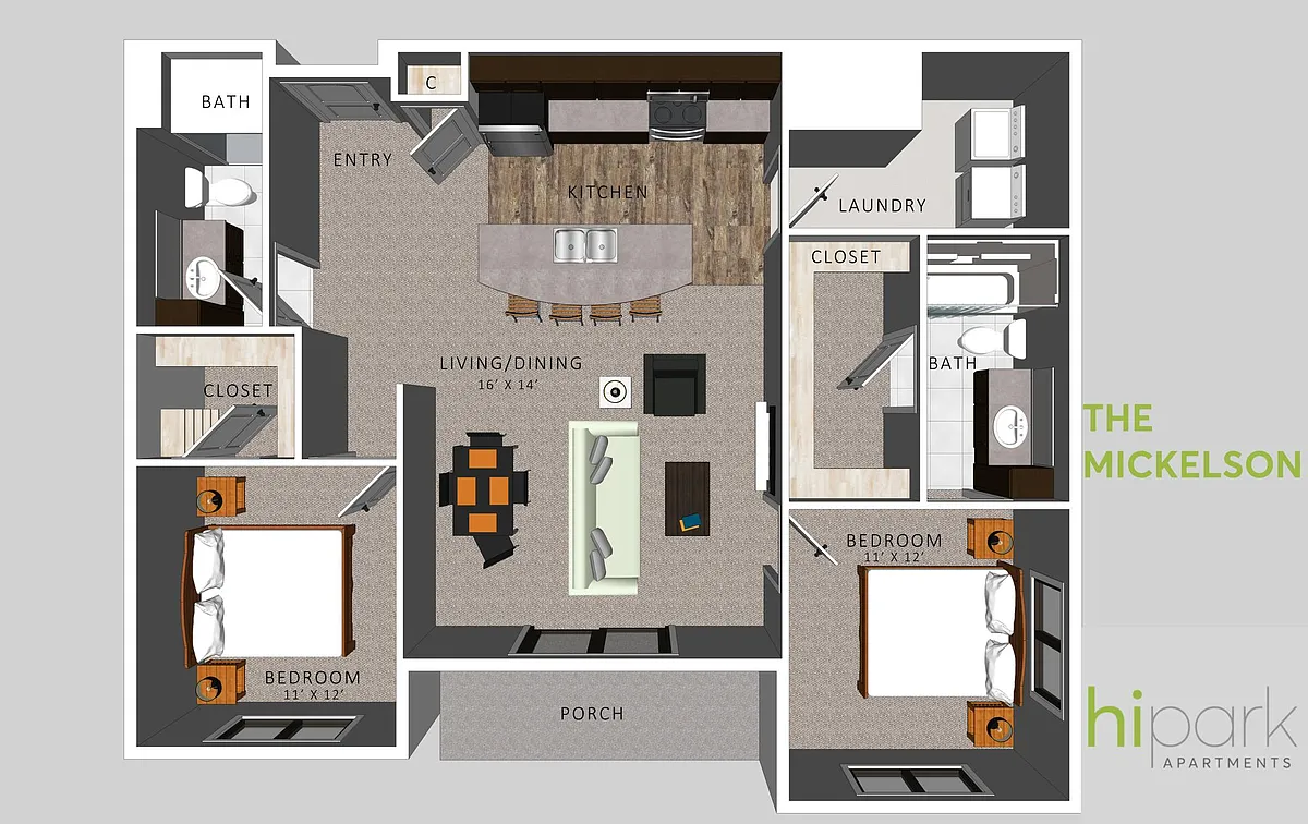 Floor plan HiPark Apartments - The Mickelson