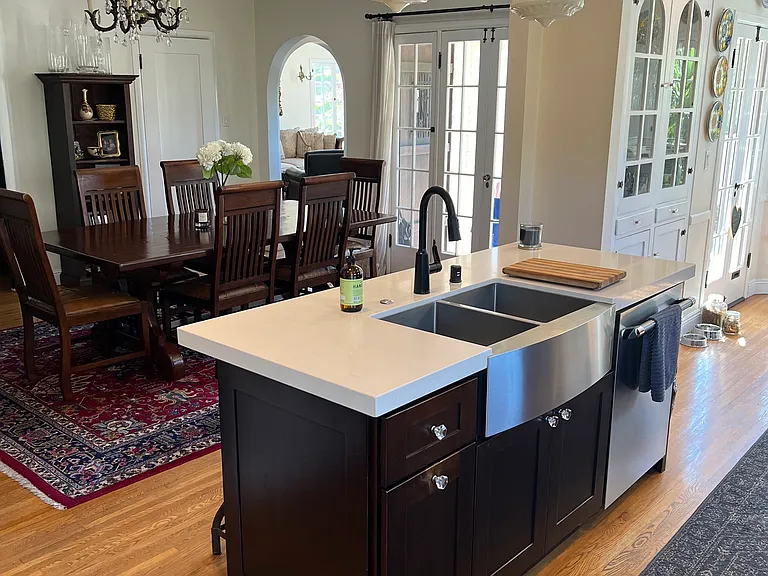 Kitchen opens to full dining room