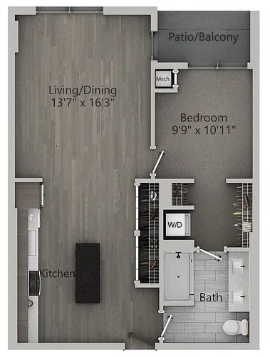 Floor plan A8 | 1 Bedroom | 761 SF