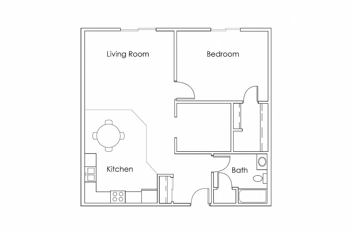Floor plan 1 Bedroom 1 Bathroom 880 - K