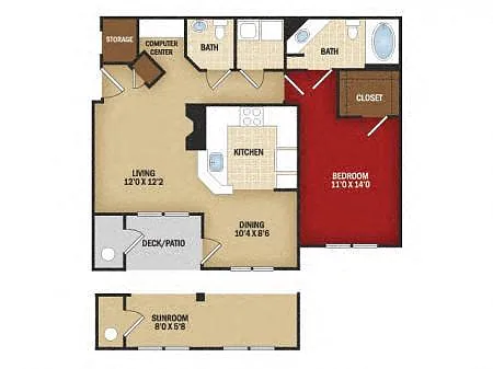 Floor plan One Bedroom C