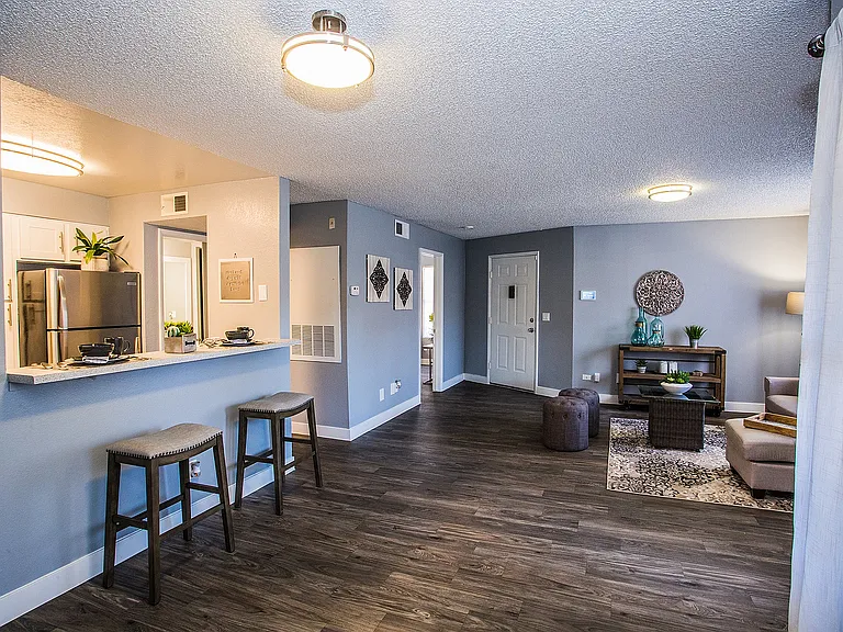 Experience modern comfort in this stylish open living area.