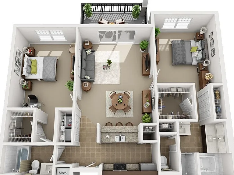 Urbana - B3.1 - 2 Beds - 2 Baths - 1158 Sq. ft.