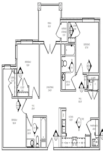 Floor plan 3 BR | 2 BA