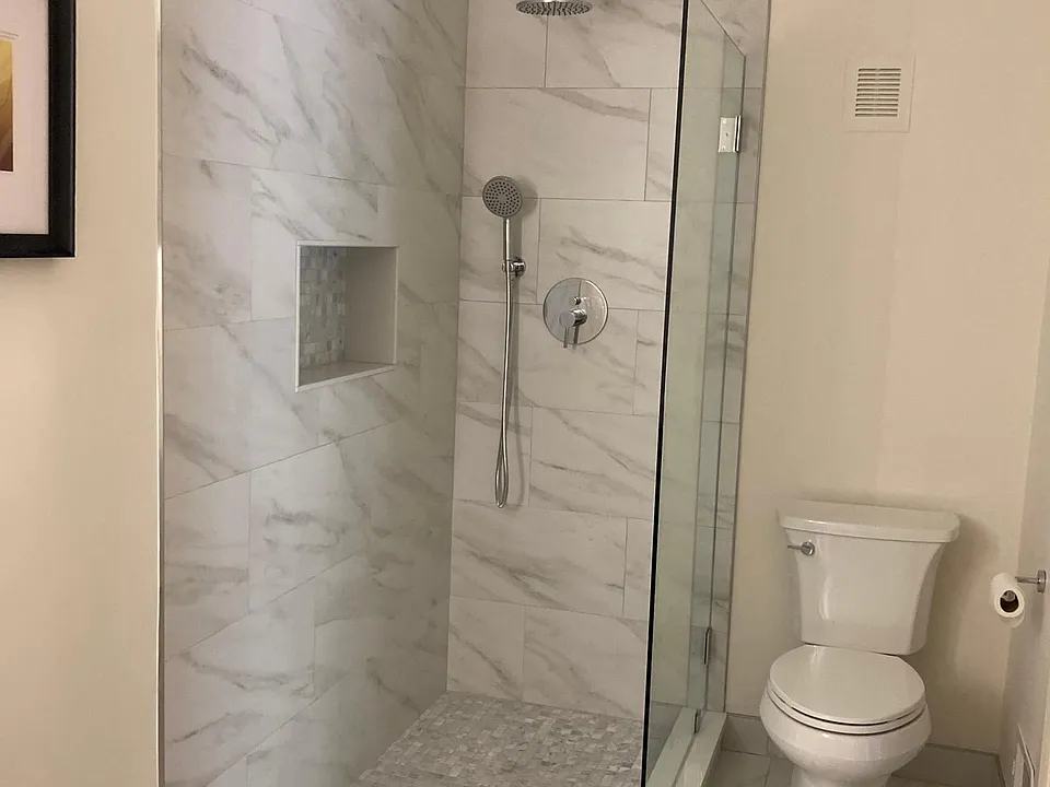 Marble Shower with Safety glass