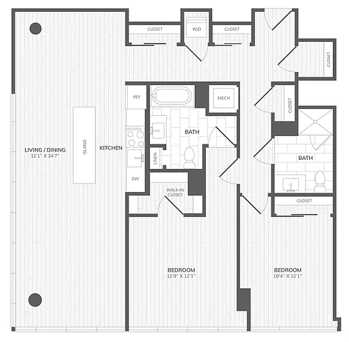 Floor plan 2 Bed/2 Bath-D East Medley