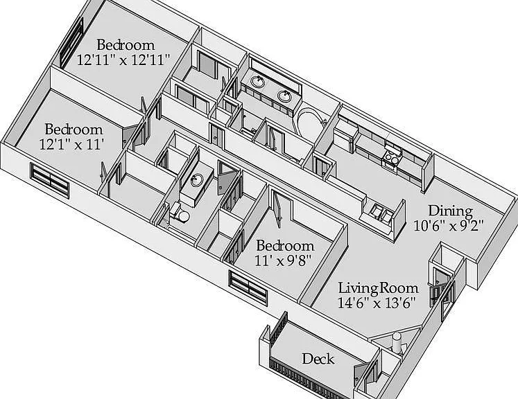 The Palmer - Newport - 2 Beds - 2 Baths - 1351 Sq. ft.