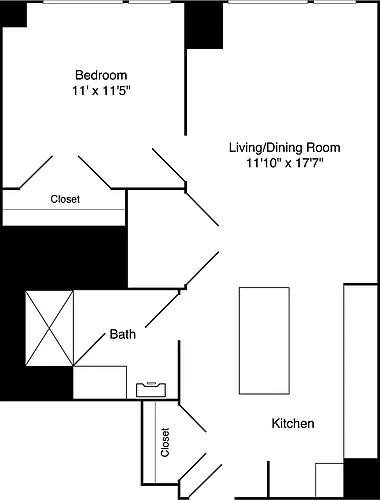 Floor plan 1 Bedroom E