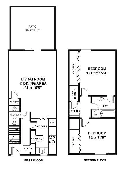 Floor plan 2 BR Townhome