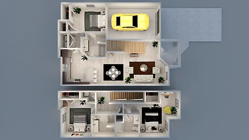 Floor plan 3 Bedroom Townhome Garage